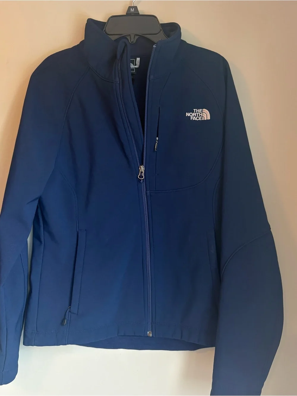 The North Face Navy Blue Softshell Jacket with Chest Logo
